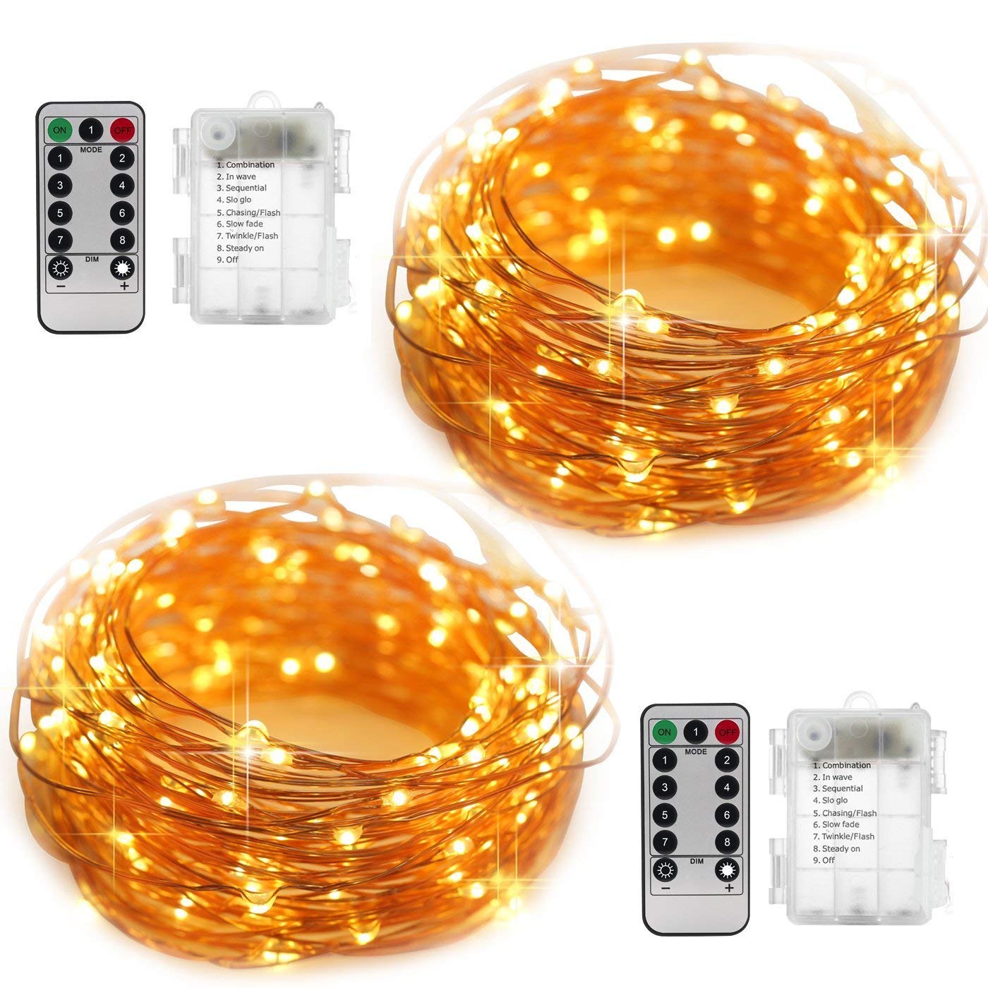 YIHONG 2 to two Set String Lights eight 8 Modes LED Fairy Lights 