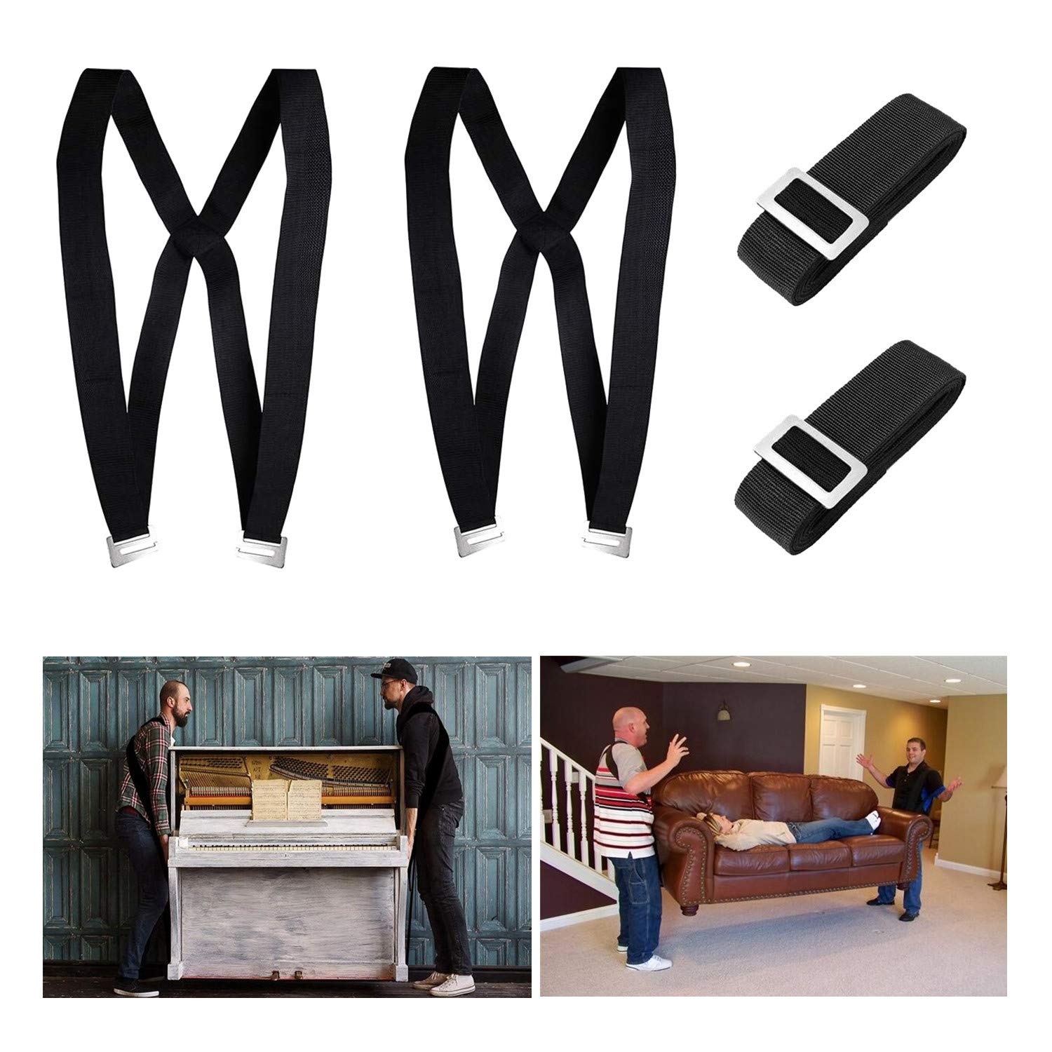 Furniture Moving Belt Team Straps Adjustable Mover Easier Lifting Carrying 2 Pcs 
